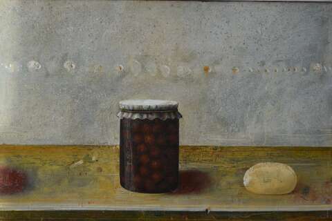 Kraemer, Kirschenglas, 1996 Öl auf Holz, 49,5 x 67,5
