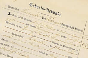 Geburtsurkunde aus dem Jahr 1868 - Foto: Stadtarchiv Langenfeld